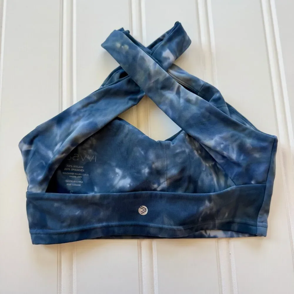 SAVVI Reef Sports Bra with Removable Padding | Blue Tie Dye